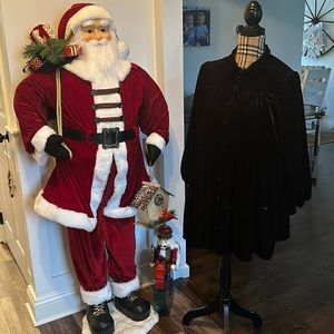 Collared button-down velvet dress